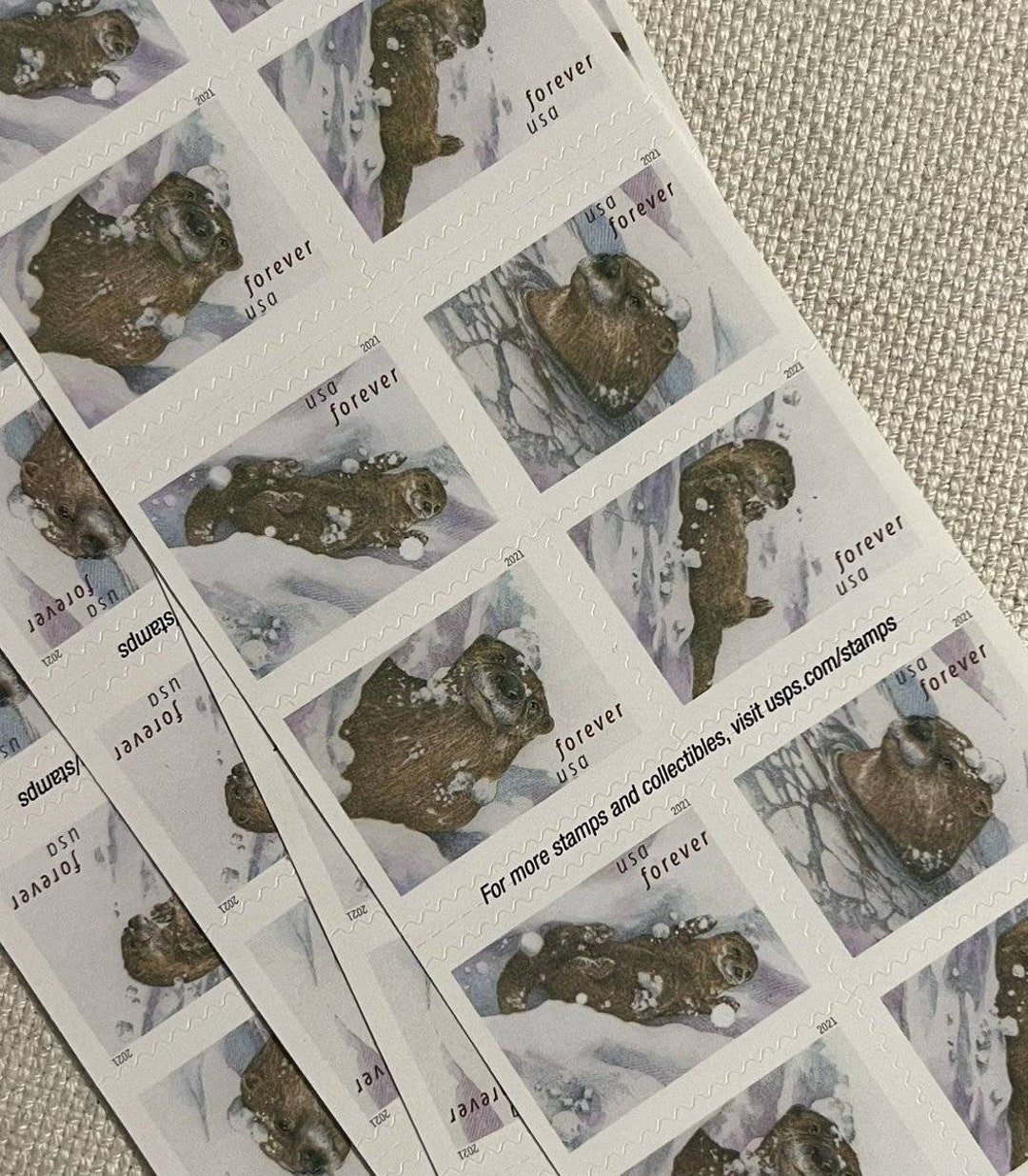 Otters in Snow Stamps of Forever Good for Wedding Invitation - Etsy