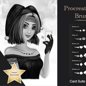 Procreate Brushes Karty do gry, znaczki z koroną króla i królowej
