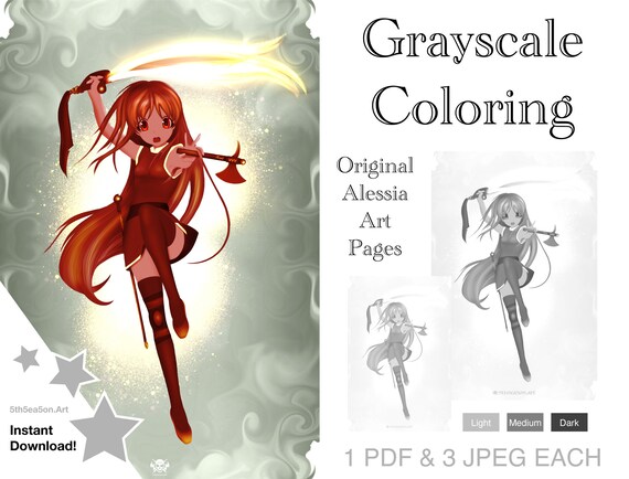 Alessia Printable Adult Coloring Pages Download Grayscale - Etsy