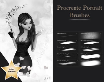 Portrait Procreate Brushes | Sketch Painting Digital Female Art | iPad Pro Procreate Brushes