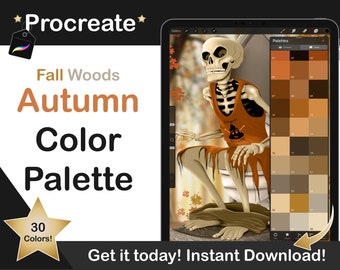 Fall Autumn Procreate Color Palette, Procreate Fall Color Swatches, Color Brushes Palette for iPad illustration, Lettering, Procreate Art