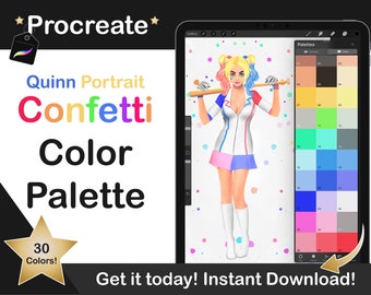 Confetti Procreate Color Palette | Procreate Portrait Color Swatches, Color Brushes Palette for iPad illustration, Lettering, Procreate Art