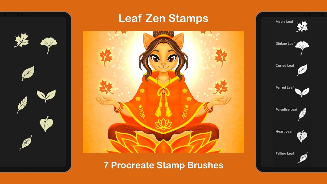Procreate Stamp Brushes | Zen Leaf Stamps for Botanical Illustration (7 ...