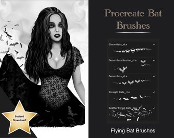 Procreate Brushes Flying Bats & Stamps | Halloween Procreate Brushes