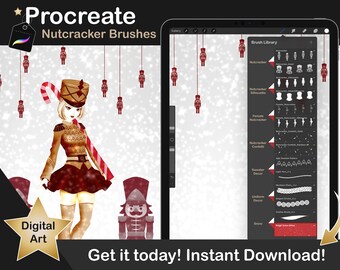 Christmas Nutcracker Procreate Brushes | Digital Art PNG Ornament Holiday Brushes for Download