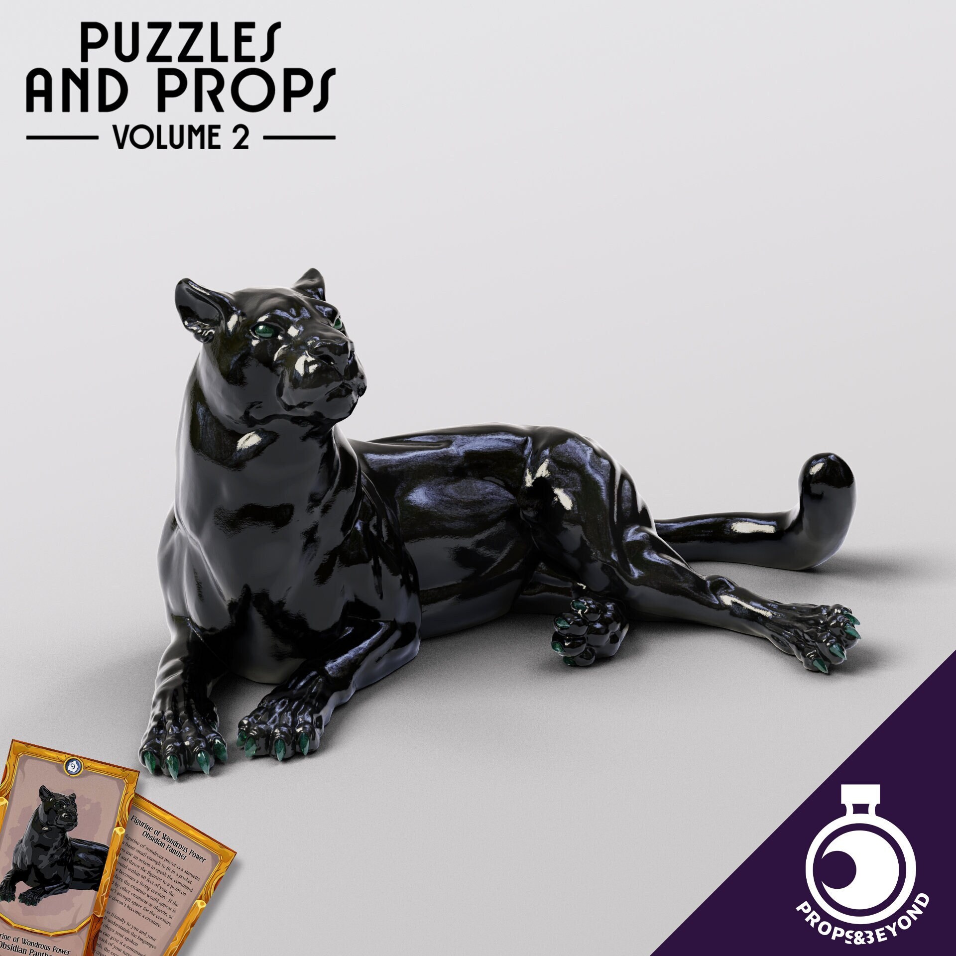Figurine of Wondrous Power Obsidian Panther 3D Printed Prop Etsy