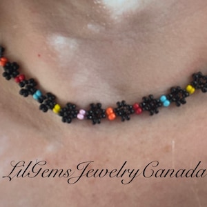 Beaded Daisy Chain Choker Necklace 17” MADE TO ORDER