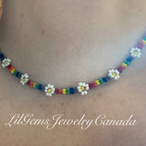 Daisy Chain Beaded Choker Necklace