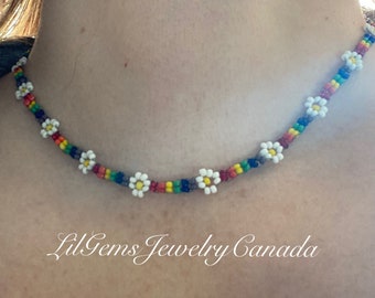 Daisy Chain Beaded Choker Necklace