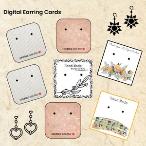 5 Sheets of different printable earring display cards / diy earring cards Digital Download Pdf