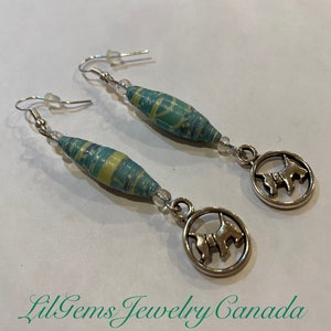 Puppy Charm Paper Bead Earrings