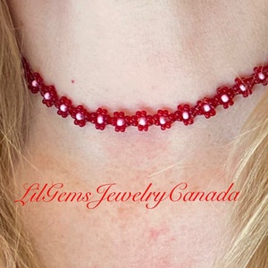 Beaded Daisy Chain Choker Necklace 15”MADE TO ORDER