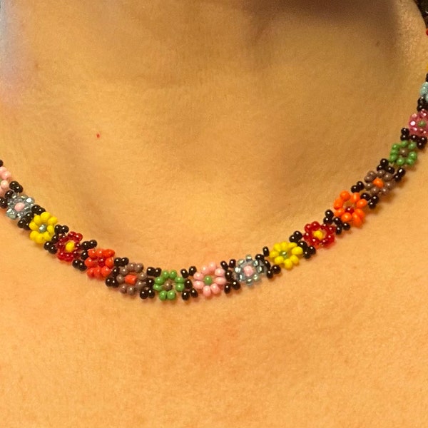 Daisy Chain Beaded Choker Necklace Made to Order