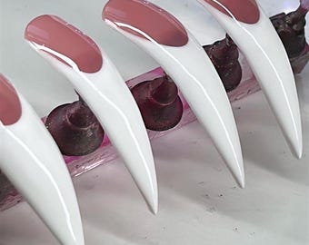 French Tip Press On Nails - Long Claw Nails