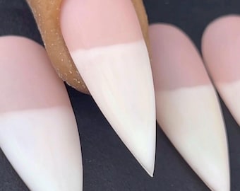 Hyperrealistic White French Press On Nails: Handmade Gel Nail Set