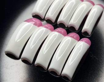 French press on nails|French tip glue on nails| French tips fake nails|extendo nails| short nails|square curved stiletto duck mouth nails