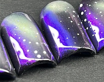 Cat eye aura Press On Nails: reusable , Handmade