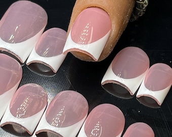 White French Tip Press On Nails | Handmade Gel Nail Set
