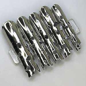 Chrome hole Press on Nails|handmade stick on nails|custom chrome nails|glue on nails| XXXL nails| XXL nails|sculpted nails|drilled nails|