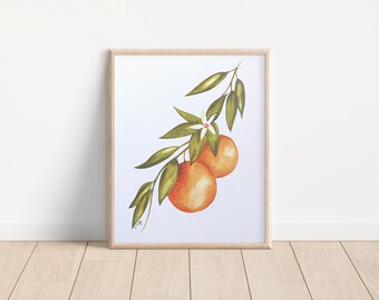 Oranges watercolor poster, oranges print, botanical illustration, wall art print, Isabelle Caty Art