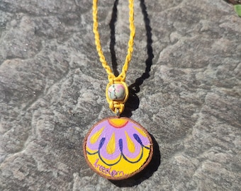 Necklace flowers | Hippie necklace | Wooden chain | Boho necklace | Macrame necklace