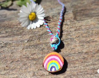 Regenboogketting - kleurrijke ketting - macrame ketting - hippie ketting