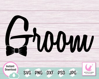 novio y pajarita SVG, PNG, DXF - Lindo digital para que los novios sean