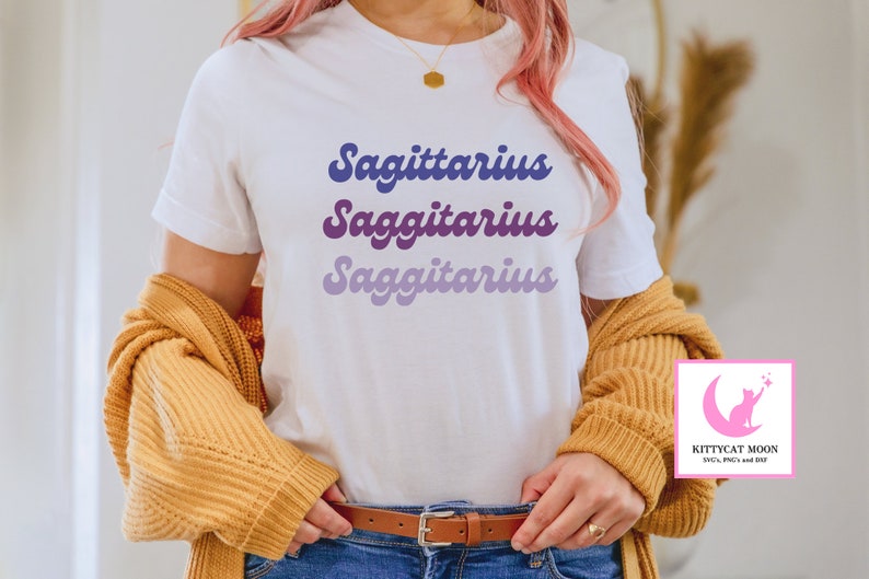 Retro, Sagitario, Horóscopo, Zodiaco svg, Svg astrológico, Signo de nacimiento svg, Signo estelar svg, PNG, DXF imagen 2