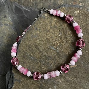 Pretty Pink Cathedral, Czech Glass Beaded Bracelet