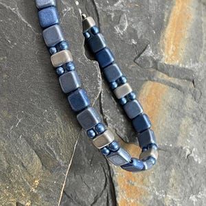 Tile Tila CzechMates Beaded Bracelet Metallic Blue, Silver Women's Men's