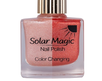 Pink Chiffon to Fireworks Red Color Change Nail Polish