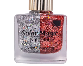 Magic Glitter to Rockin' Ruby Color Change Nail Polish