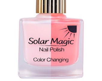 Sugar Pink to Sunset Red Color Change Nail Polish