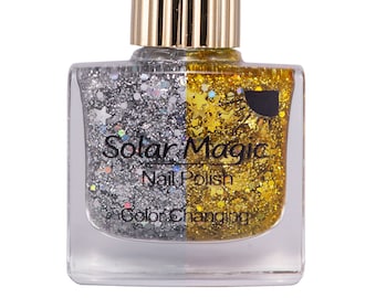 Magic SILVER Glitter to GOLD DUST Color Change Nail Polish