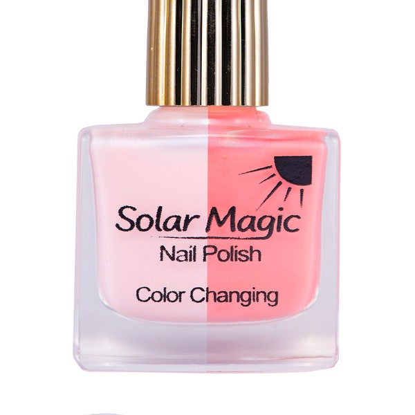 Sugar Pink to Sunset Red Color Change Nail Polish