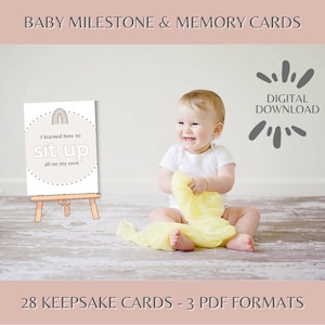 Cartes jalons bébé en téléchargement numérique || Cartes d'étapes bébé imprimables || Cartes photo pour bébé || Cartes mensuelles pour bébé et cartes d'étape importante