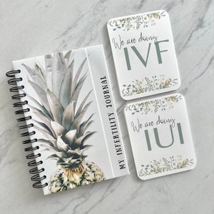 Journal de l'infertilité et jeu de cartes d'étapes importantes pour la FIV et l'IIU // Cadeau de soins de fertilité // Journal de grossesse et cartes photo pour l'infertilité