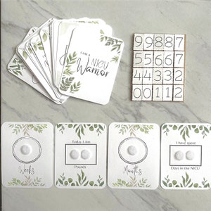 NICU Baby Milestone Cards with Velcro On Numbers // Preemie NICU Baby Milestone Cards // Neonatal  Cards // Gender Neutral NICU Cards //