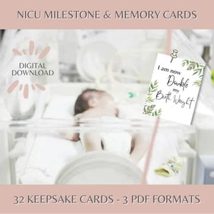Tarjetas de hitos de NICU // Descarga digital // Tarjetas de hitos para bebés prematuros // Tarjetas fotográficas de NICU // Tarjeta de hitos imprimible de NICU //