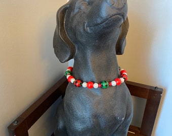 Holiday Buffalo Check & Pearl Beaded Necklace for Pets