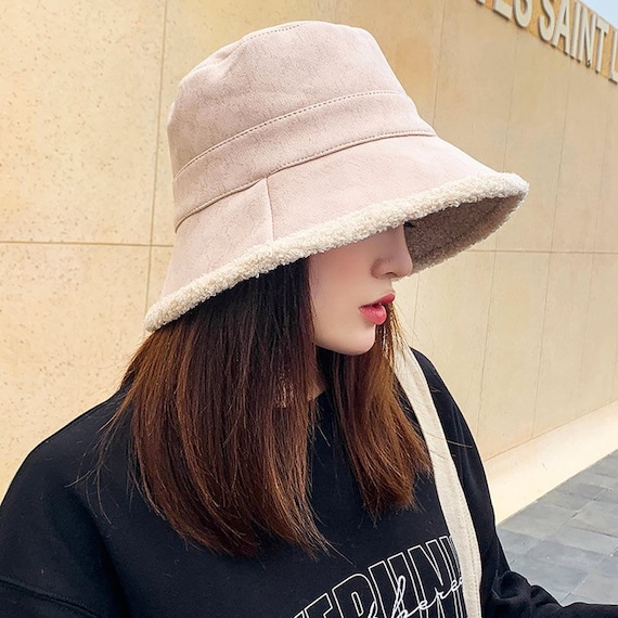 Reversible Sherpa Bucket Hat: Warm Winter Suede Hat - Etsy