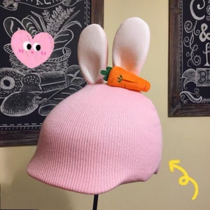 Cute White Bunny Uni Size Ski Helmet Cover for Adults, Kids, Motorcycle Helmet Cover, Bike Helmet Cover,Bunny Hat