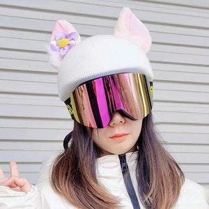 Cute White Cat Uni Size Ski Helmet Cover for Adults and Kids, Motorcycle Helmet Cover, Bike Helmet Cover