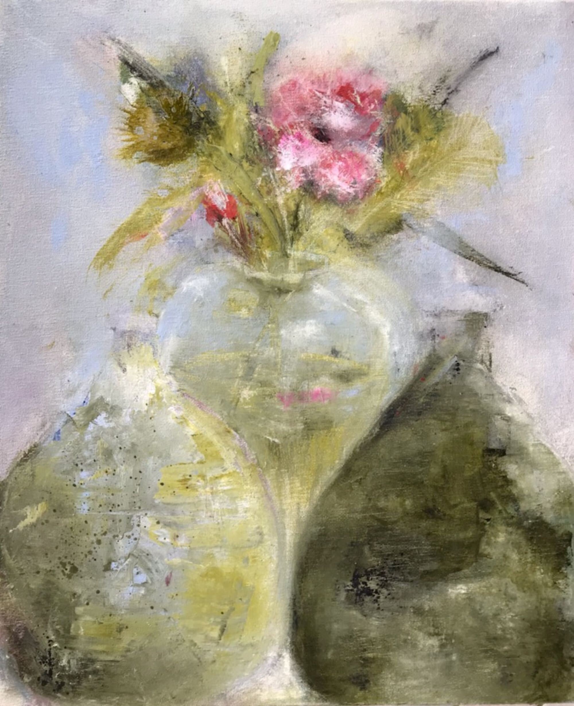 Peinture Huile, Bouquet de Fleurs, Jarre, Esprit Contemporain, Décoration Cuisine, Cadeau Femme, Mam