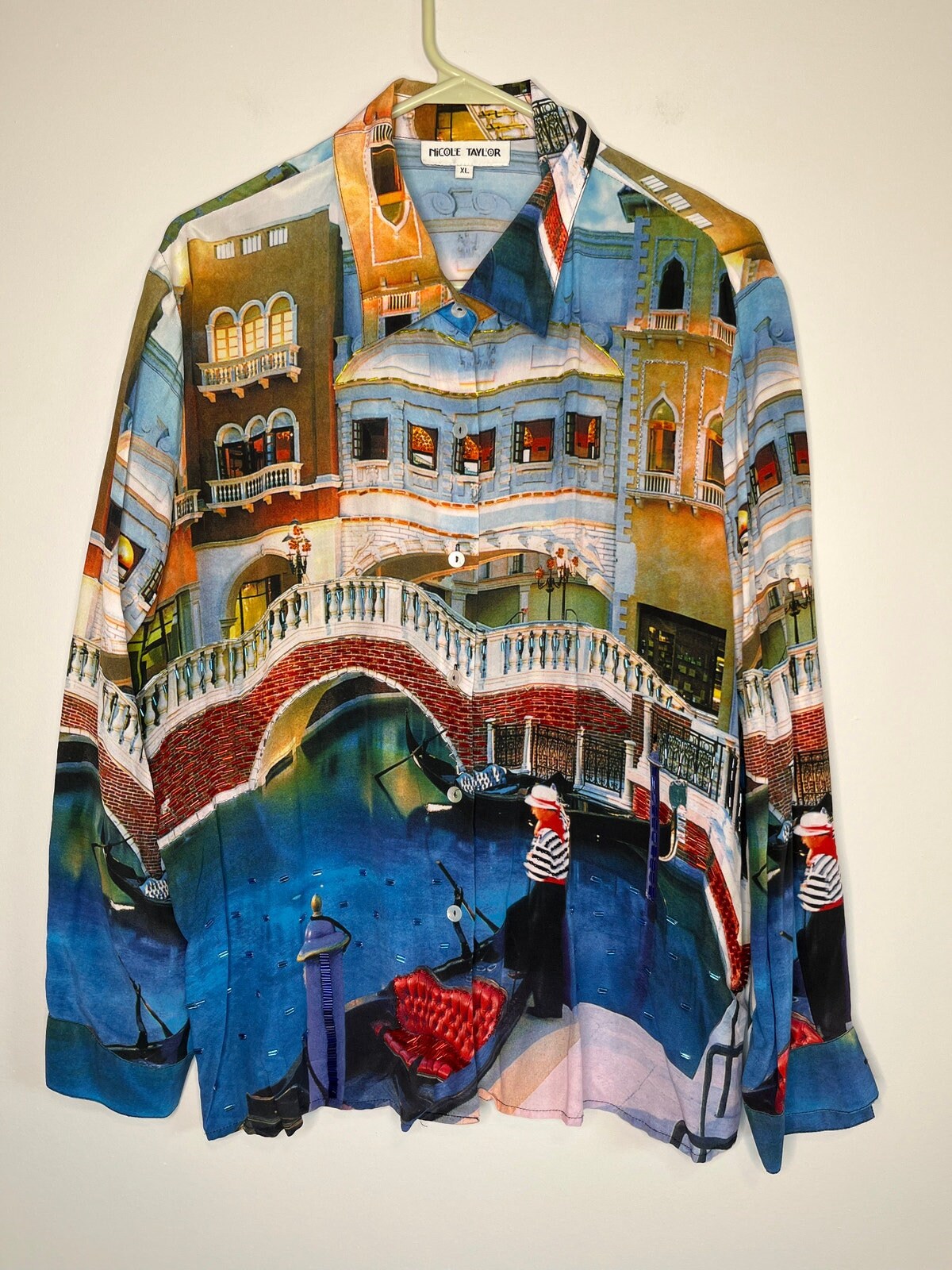 Nicole Taylor Silk Beaded Scenic Landscape Venice Italy Nicole Taylor Silk Beaded Scenic Landscape Venice Italy
