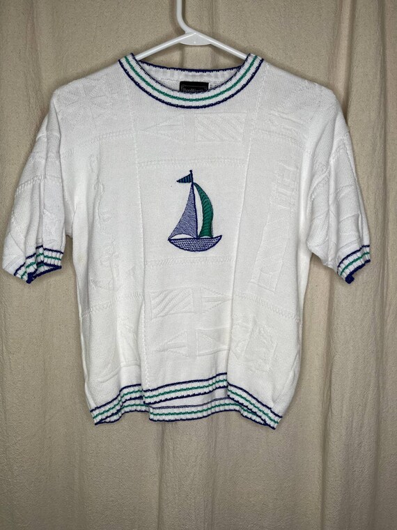 Vintage 1980s BonWorth Sailboat Textured Coastal B