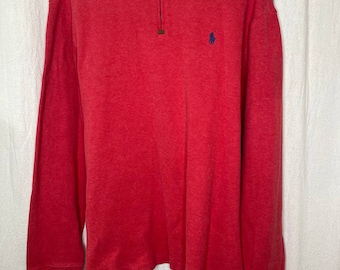 Polo Ralph Lauren Christmas Red Soft Ribbed Preppy Country Club Pullover XL