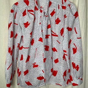 Red & White Big Polka Dot Button Up Collared Hi-Low Blouse - FINAL SAL –  Loco Lindo