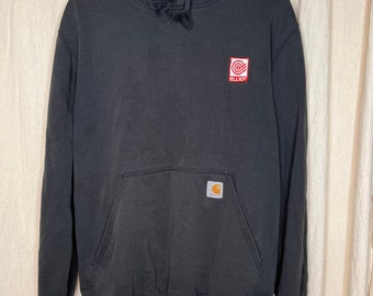 Carhartt Original Fit Schwarz Elliot Logo Workwear Distressed Faded Sweatshirt M