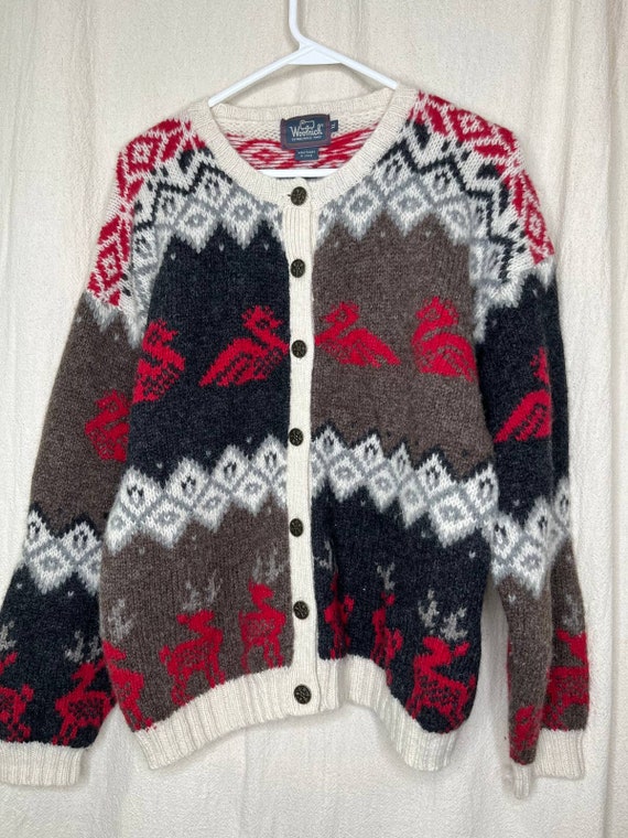 Vintage 1990s Woolrich Patchwork Reindeer Christma